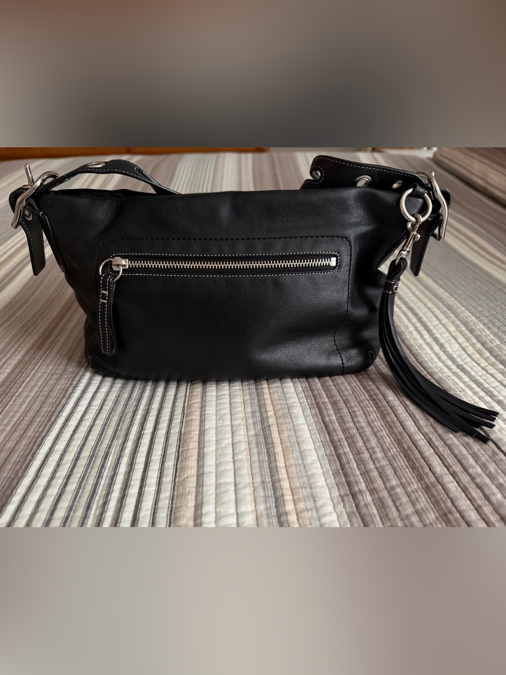 Vintage Black Leather Coach East West Legacy Hobo bag